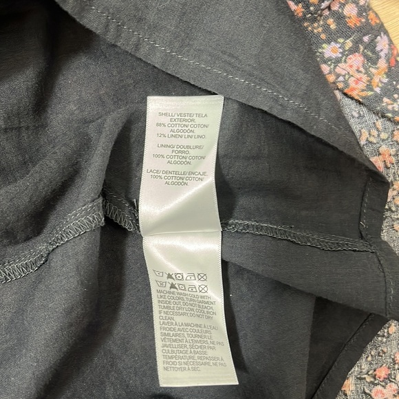 Lucky Brand Floral Dress Tassel Tie Lace Detail Lined Gray / Multi Sz S - Picture 13 of 16